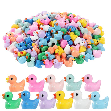 LOUHUA Mini Ducks 220 Pack - Tiny Duck Figurines for Dollhouse Decor, Garden, Aquarium, Party Toys, DIY Charms, Office Activities