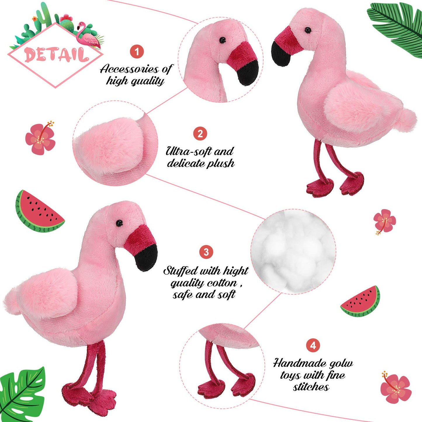 Skylety 6 Pieces Mini Flamingo Stuffed Animal Plush Toys 5 Inch Flamingo Party Favors Valentine Day Gift Pink Hanging Ornaments Keychain Decorations For Women Birthday(Rose Red)