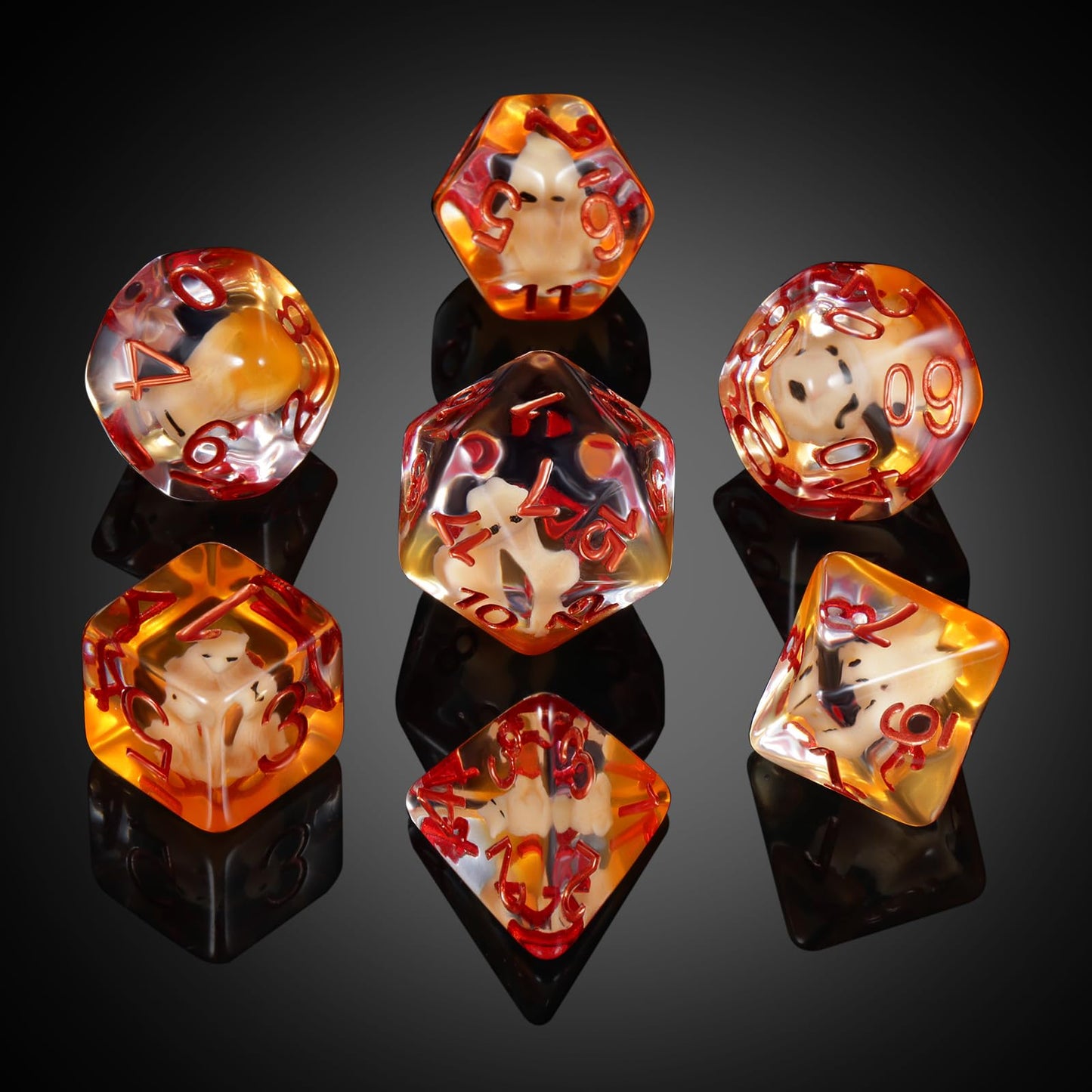 Cat Dice DND, DNDND 7PCS Resin D&D Dice with Velvet Bag for Dungeons and Dragons Role Playing Games and Tabletop Game (Fox)