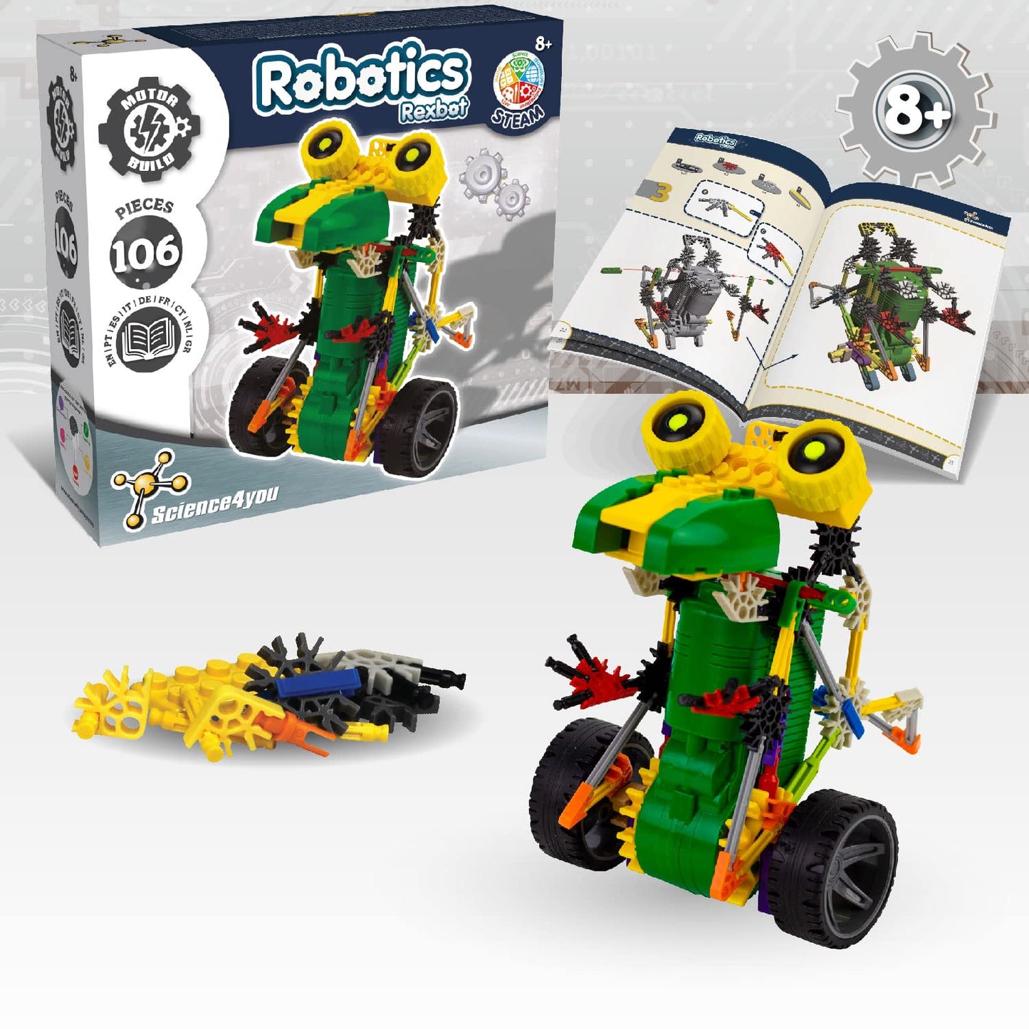 Science4You Robotics Rexbot - Robot Building Toy For Kids Age 8-14, Kit With 106 Pieces To Build Your Own Robot And Make It Move