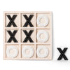 Genmous Wooden Tic Tac Toe Game Board For Seniors Family Indoor Game, 10.6 Inch White Rustic Giant Tic Tac Toe Coffee Table Deco