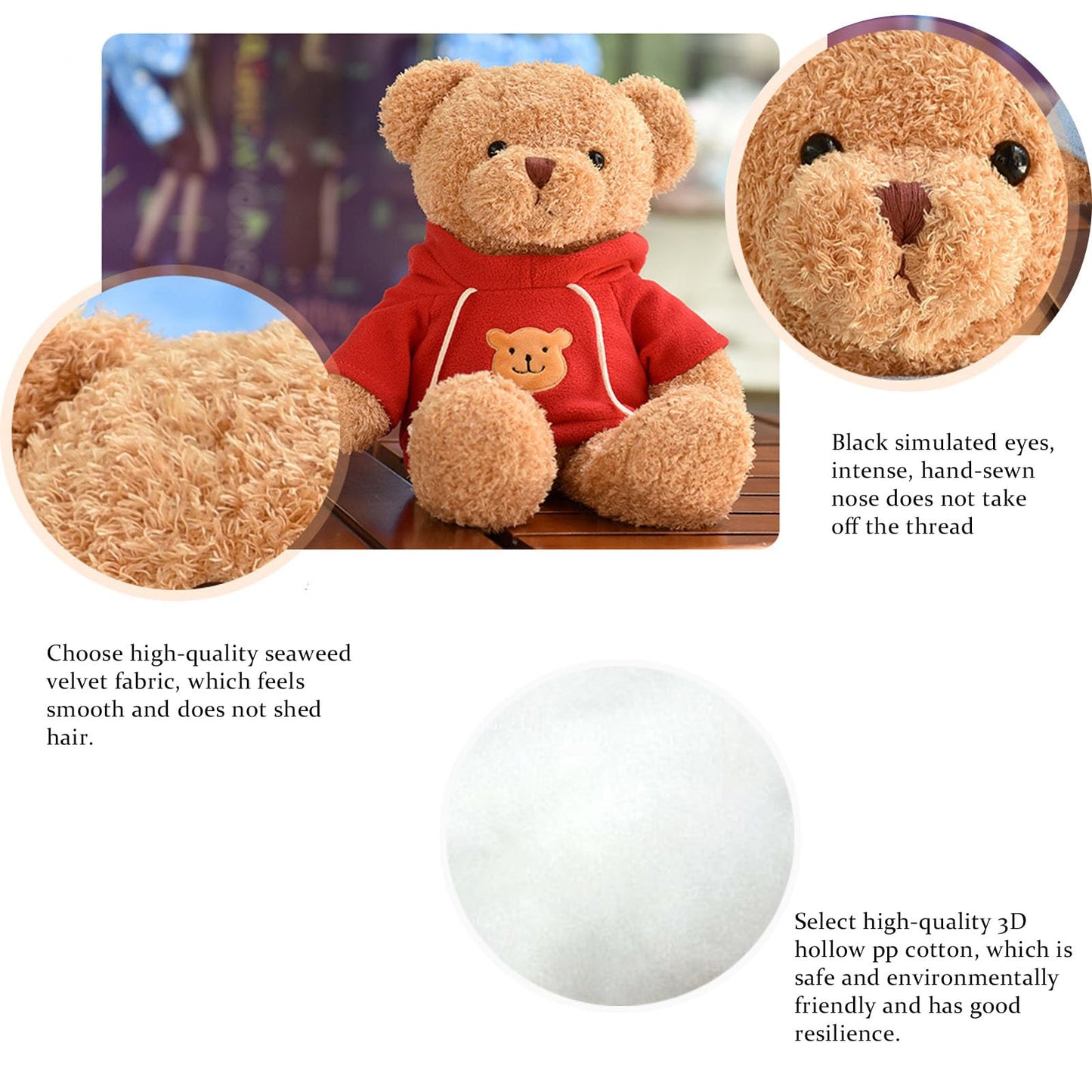 Chelei2019 11.8' Teddy Bear Stuffed Animal Cute Teddy Bear With Hoodie Plush Toy For Kids,Brown