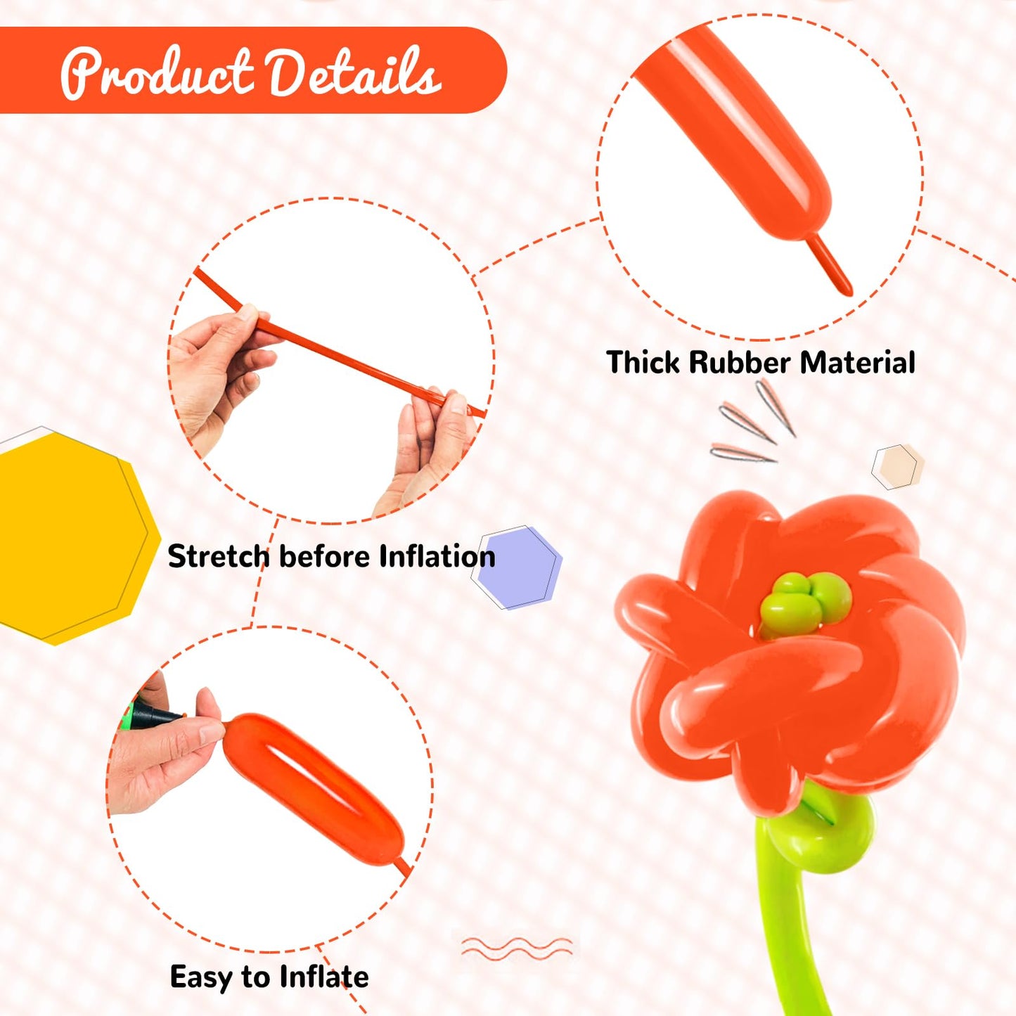 Hykjnbw Orange Long Balloons For Balloon Animals, 260 Balloons Art Kit For Twisting, Skinny Modeling Balloons Supplies For Birth
