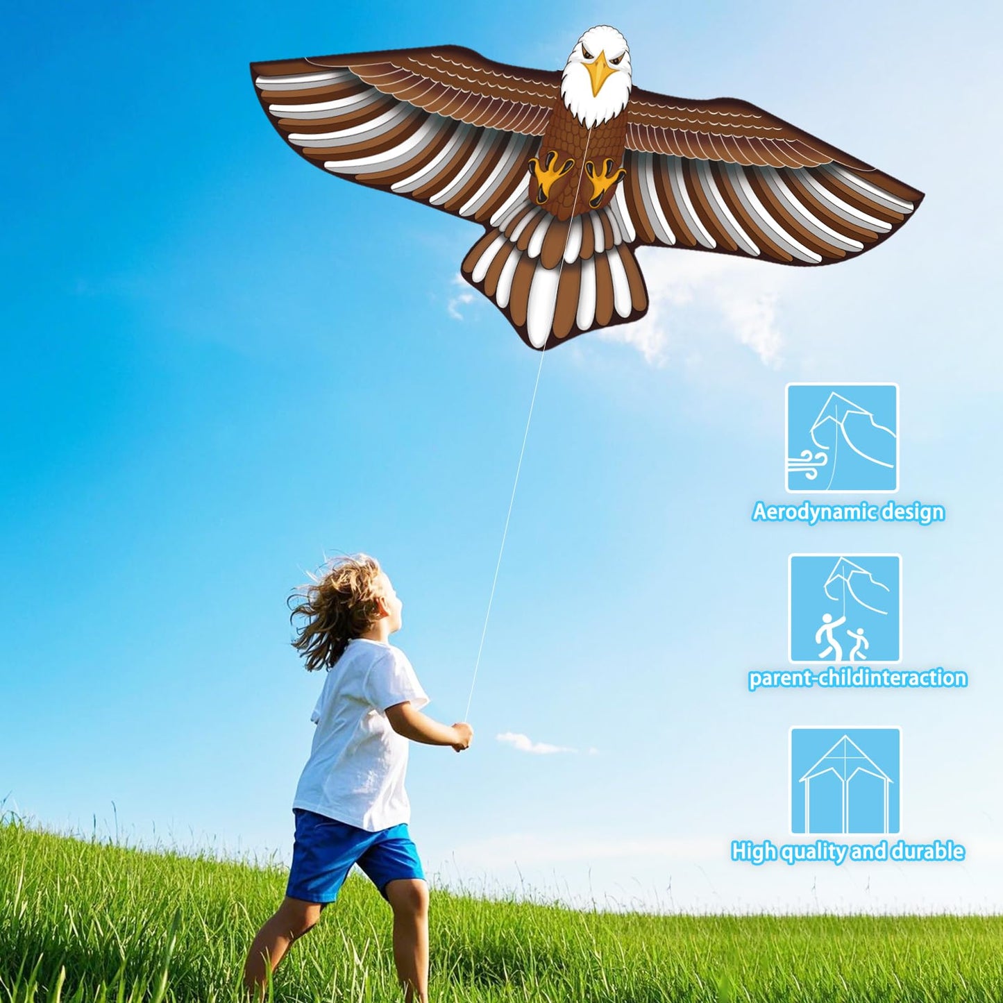 Yongnkids Eagle Kite For Kids Age 4-8 8-12, Large Kites For Adults Easy To Fly With 328Ft Kite String,Perfect Beginner Kites For