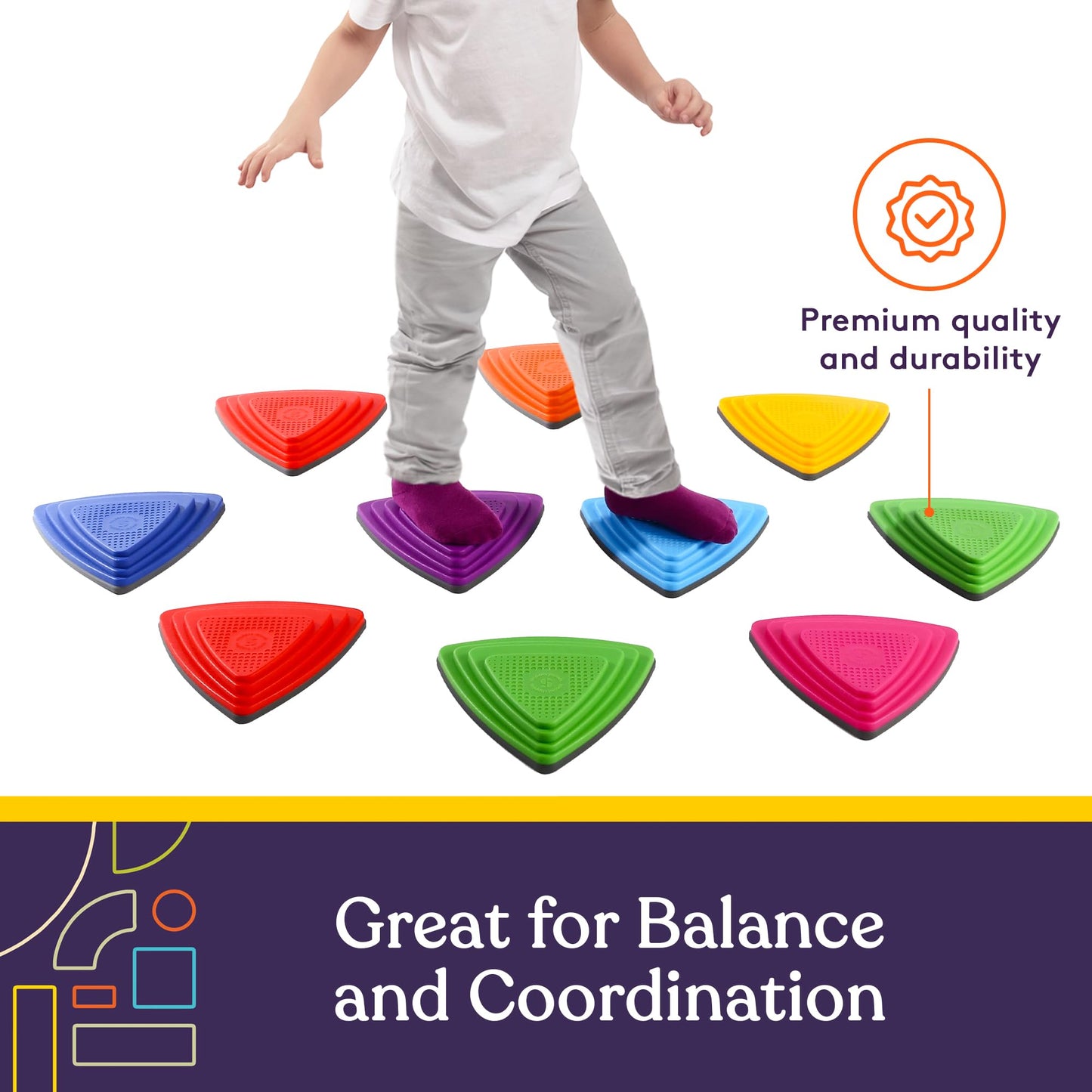 Special Supplies 10 Stepping Stones For Kids Indoor And Outdoor Balance Blocks Promote Coordination, Balance Strength Child Safe