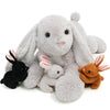 BENINY Bunny Stuffed Animal Set - Large Gray Plush Rabbit with 3 Small Bunnies for Kids - Cuddly Polyester Toys