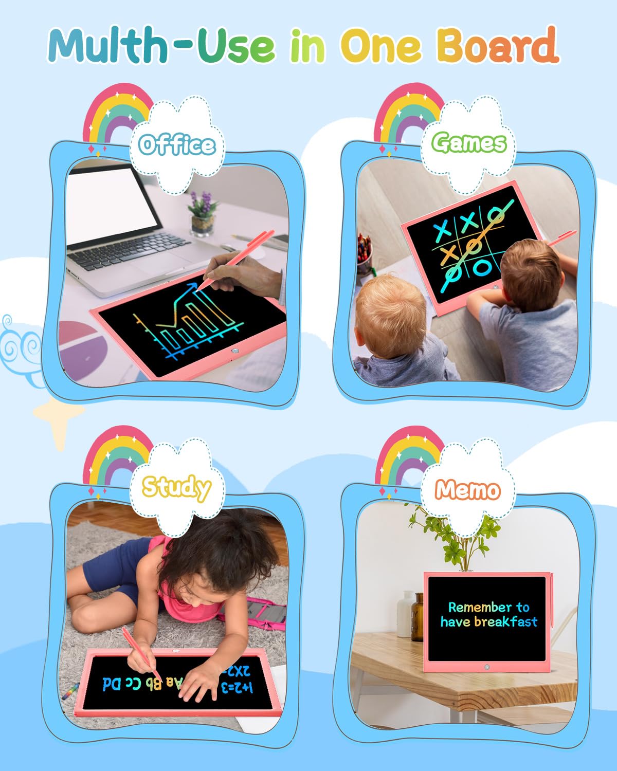 Lcd Writing Tablet, 15 Inch Large Colorful Screen Doodle Board Doodle Pad, Drawing Tablet Drawing Pad For Kids, Electronic Educa