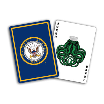 Military Gift Shop Navy Playing Cards - Professional Quality, Paper, Great for Game Night, Disabled USMC Vet Owned, Navy Color