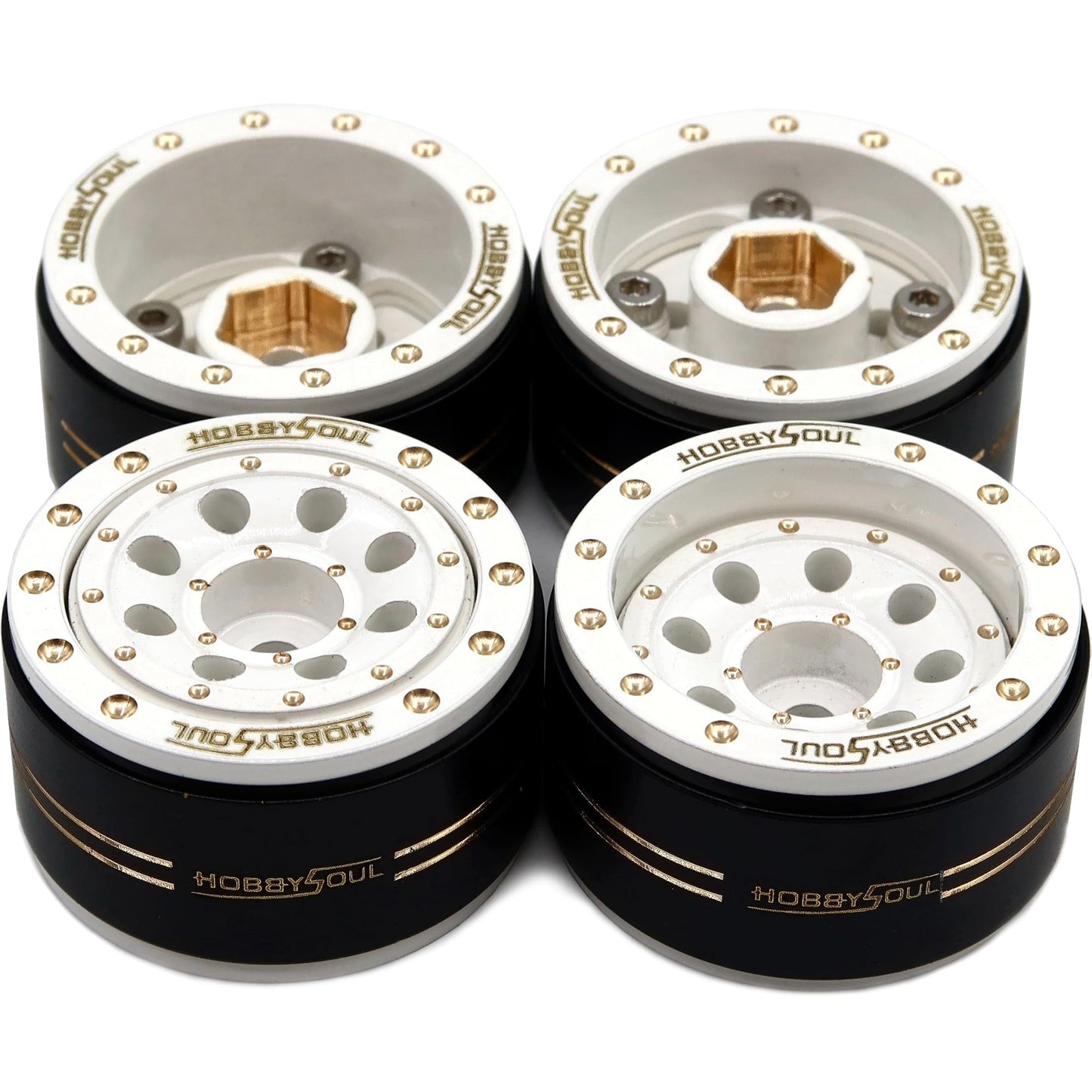 HOBBYSOUL Adjustable Offset 1.0 Beadlock Wheels Brass Rims Negative Offset 44g/Rim for RC Micro Crawler 1/18 TRX4M 1/24 Axial SC