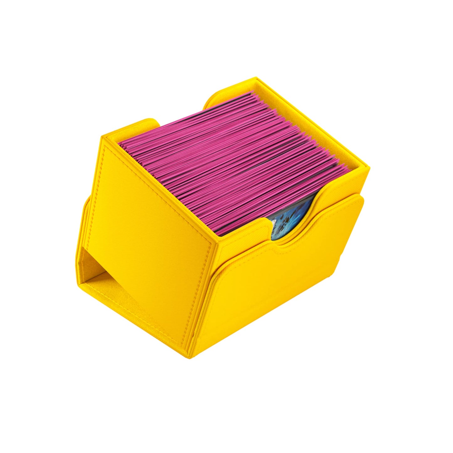 Sidekick 100+ Xl Convertible Deck Box | Sideloading Card Storage With Removable Cover Clips Holds 100 Double-Sleeved Cards In Extra Thick Inner Sleeves Yellow Color Made By Gamegenic (Ggs20096Ml)