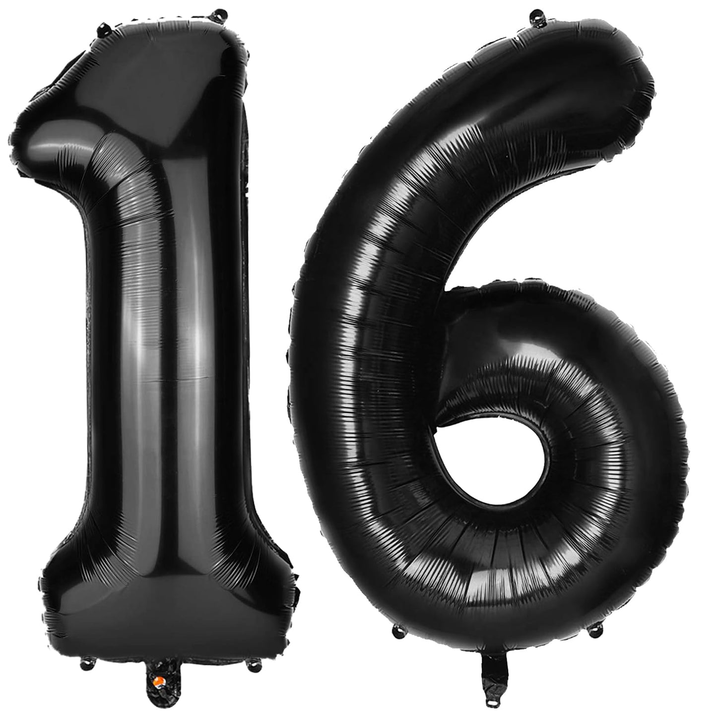 Paticool 16 Number Balloon Black, 40 Inch Large 16/61 Number Foil Mylar Balloons For 16Th Birthday Party Celebration Decorations