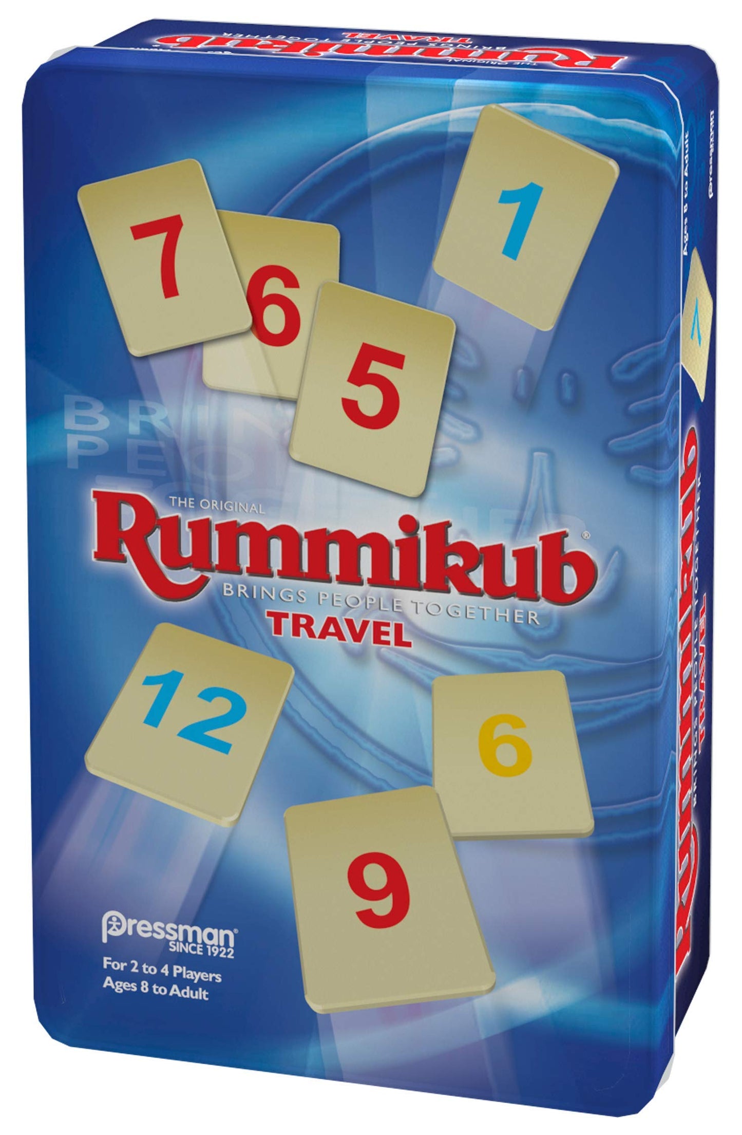 Rummikub Travel Tin - Original Rummy Tile Game by Pressman, Blue - Fun Strategy Game for Family and Friends