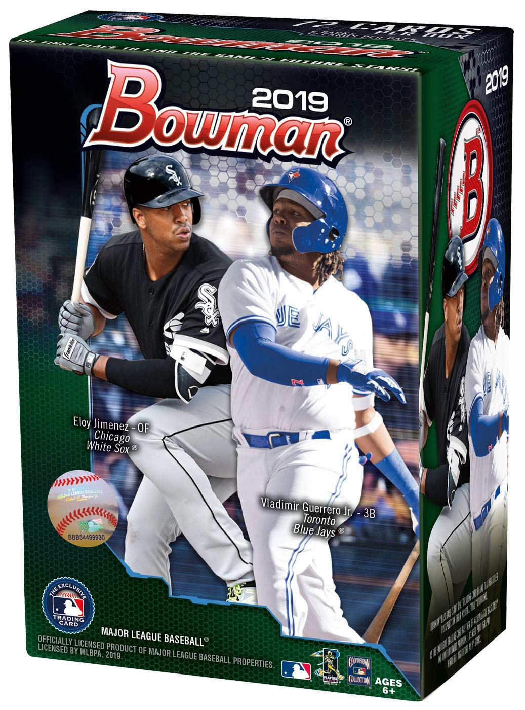 Bowman 2019 Topps Baseball Blaster Box - 6 Packs, 12 Cards Each, 5 Inserts