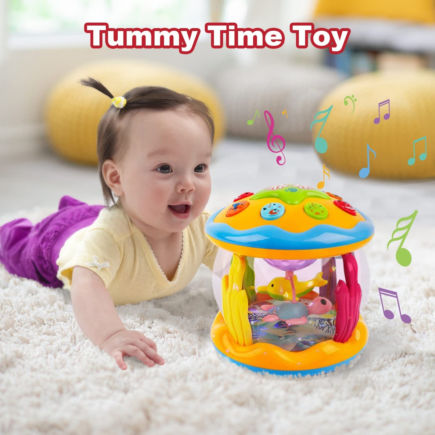 Baby Toys 6 To 12 Months Ocean Projector Baby Light Up Toys Musical Tummy Time Infant Toys 3-6 6-12 12-18 Months 6 7 8 9 Month Old Baby Crawling Toys One Year Old Birthday Gifts Boys Girls