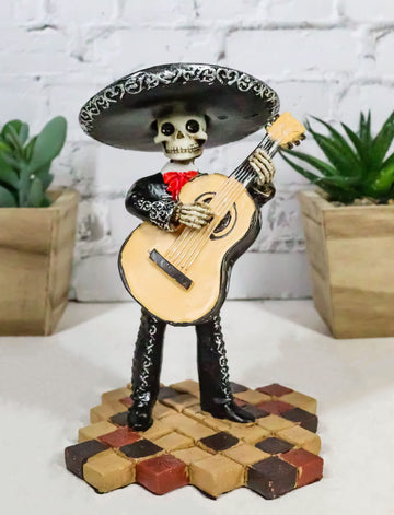 Ebros Traditional Charro Outfit Black Mariachi Band Musical Instrument Player Skeleton Figurine Day Of The Dead Folk Musician Dias De Los Muertos Collectible (Bassist Bass Player)