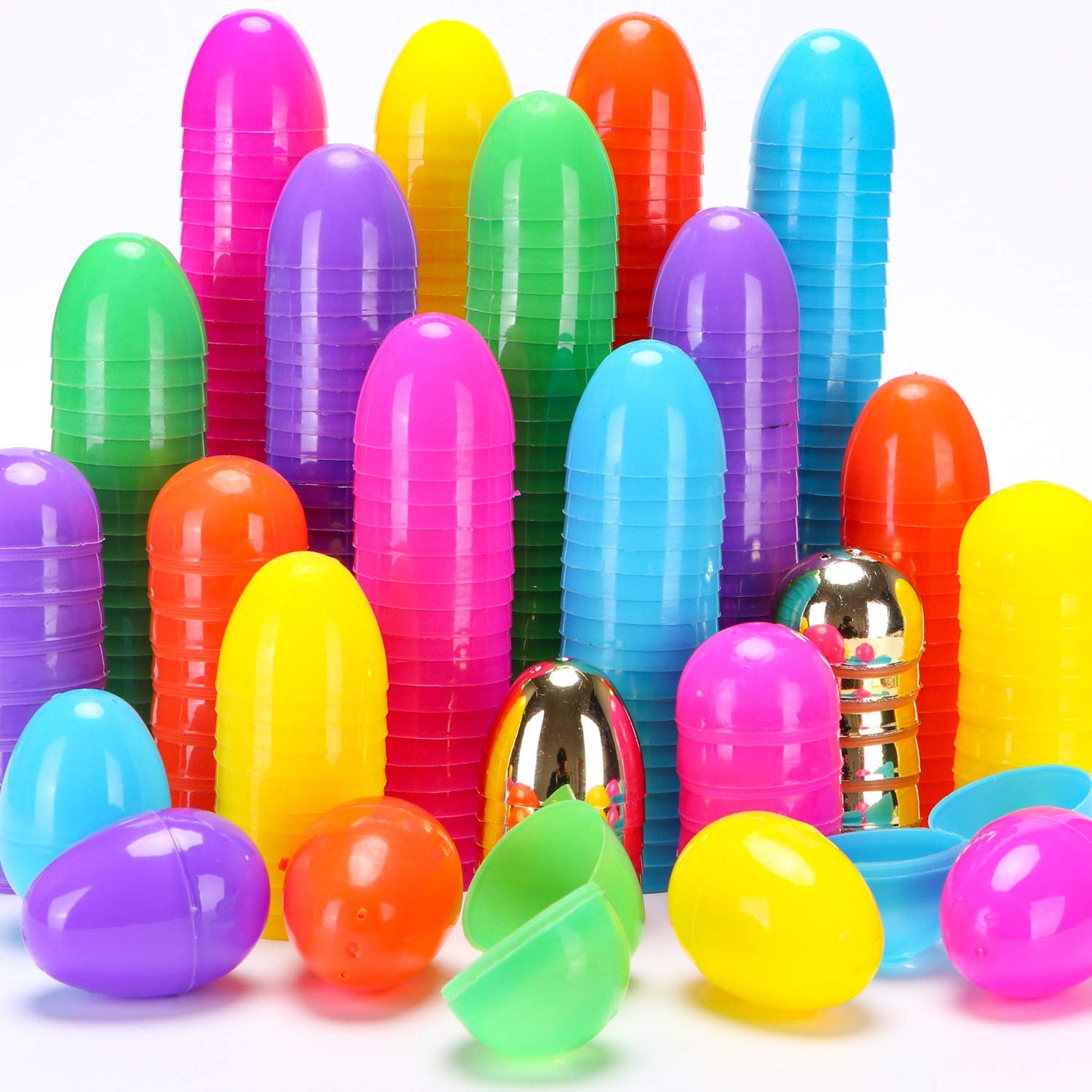 Gaboss Jumbo Bright Plastic Easter Eggs - 3.15'' Include 6 Golden Eggs,For Easter Basket Stuffers Fillers,Theme Party Favor,Clas