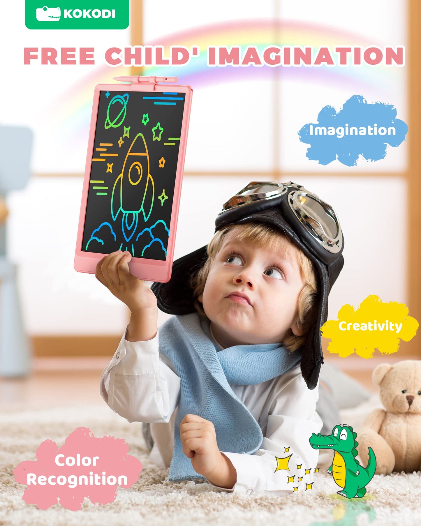 Kokodi Lcd Writing Tablet, Valentines Day Gifts For Kids,10 Inch Colorful Toddler Doodle Board Drawing Tablet, Erasable Reusable Electronic Drawing Pads, Educational And Learning Toy For Kids
