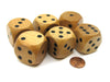 Koplow Games Set of 6 D6 Large Jumbo 30mm Rounded Wood Dice - Wooden with Black Pips