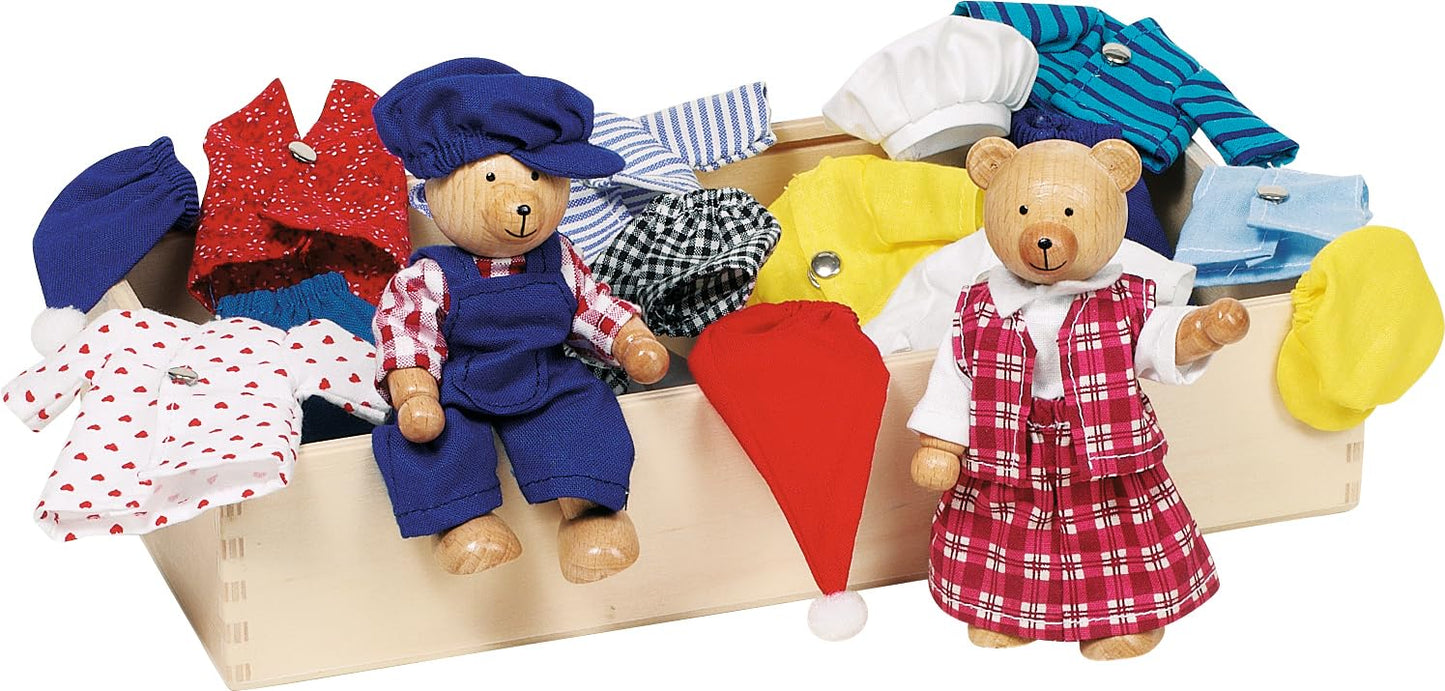 Goki Flexible Puppets Bears Benna & Bennoh With Wardrobe Doll, Multicolor (51914)