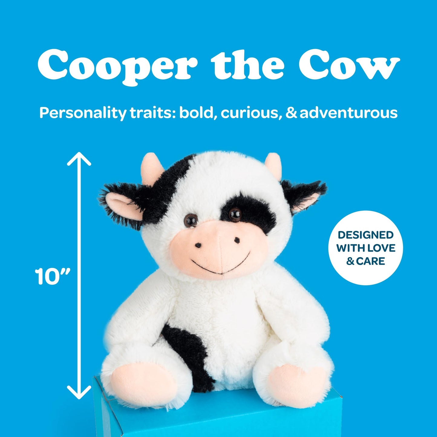 Sendafriend Cooper The Cow Stuffed Animal Care Package, Someone Loves You Box, Great Gift For Any Reason (Happy Birthday Notecar