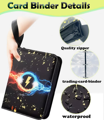 2pcs Card Binder 4 Pocket enhanced Zip Trading Card Binder Collectible Trading Card Album Graded Card Binder For M Tg T Cg Sports Cards(400 Pocket)