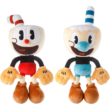 Mighty Mojo Cuphead & Mugman Plush Toy Bundle - 15-Inch Super Soft Stuffed Doll for Kids & Collectors - Officially Licensed, Multicolor