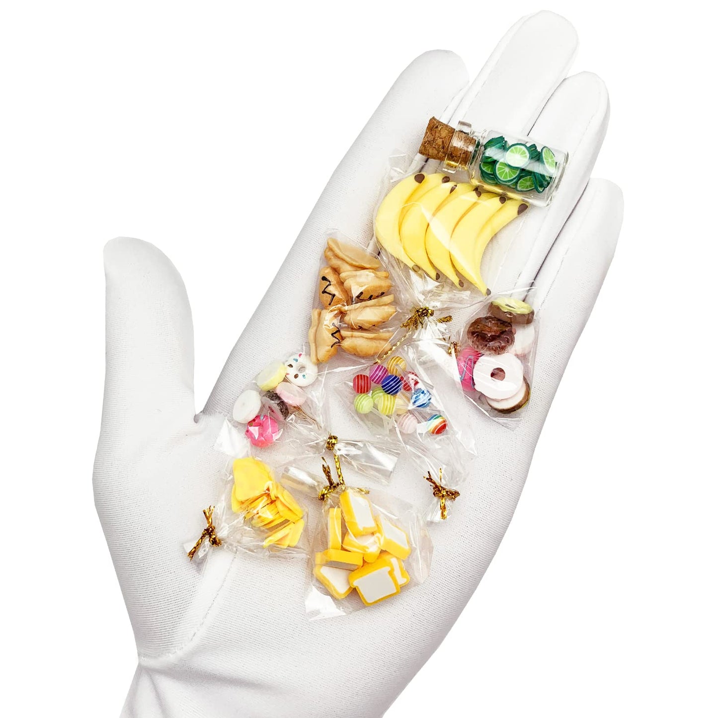 13 Packs Cute 1:12 Miniature Dollhouse Food Lollipop Toast Cheese Bread Donut Fruit Slice Jar Glass Bottle Mini Kitchen Scene Model Simulation Diy Decoration Accessories