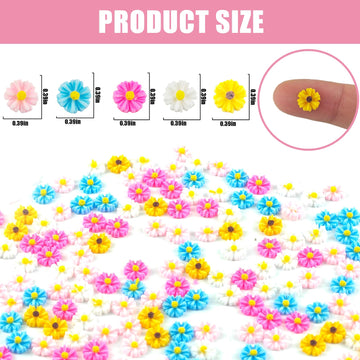 WOZADU 300 PCS Colorful Mini Resin Daisy Figures for Crafts Tiny Resin Flowers Miniature Things for Dollhouse Fairy Garden Micro Landscaping Decoration Cake Toppers Decor
