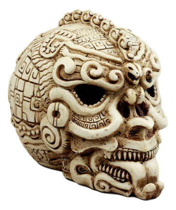Ebros Gift Aztec Quetzalcoatl Snake Cranium Skull Statue Halloween Skeleton Head Figurine