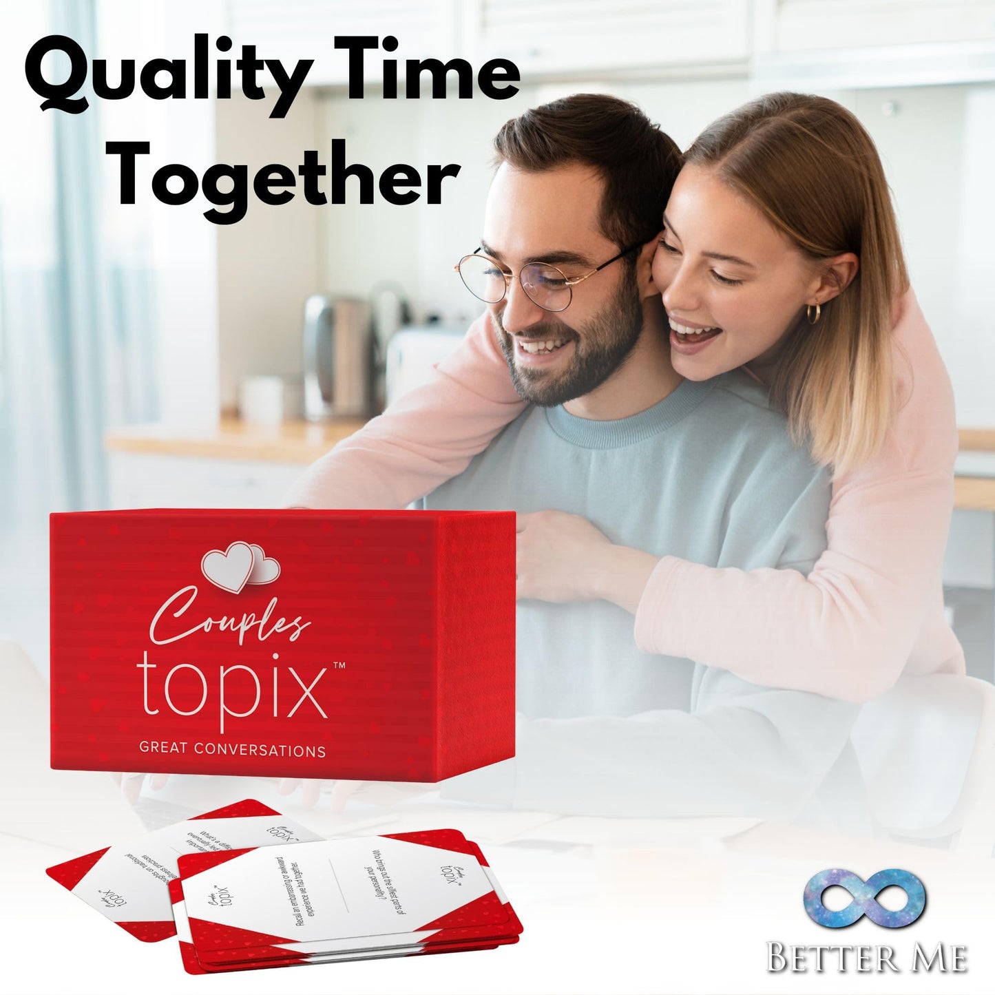 Better Me Couples Topix - 612 Conversation Starter Cards for Quality Time, Fun Date Night Ideas, Relationship Gifts, Cardstock Material