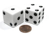 Koplow Games Set of 2 D6 25mm Large Opaque Jumbo Dice - White with Black Pips