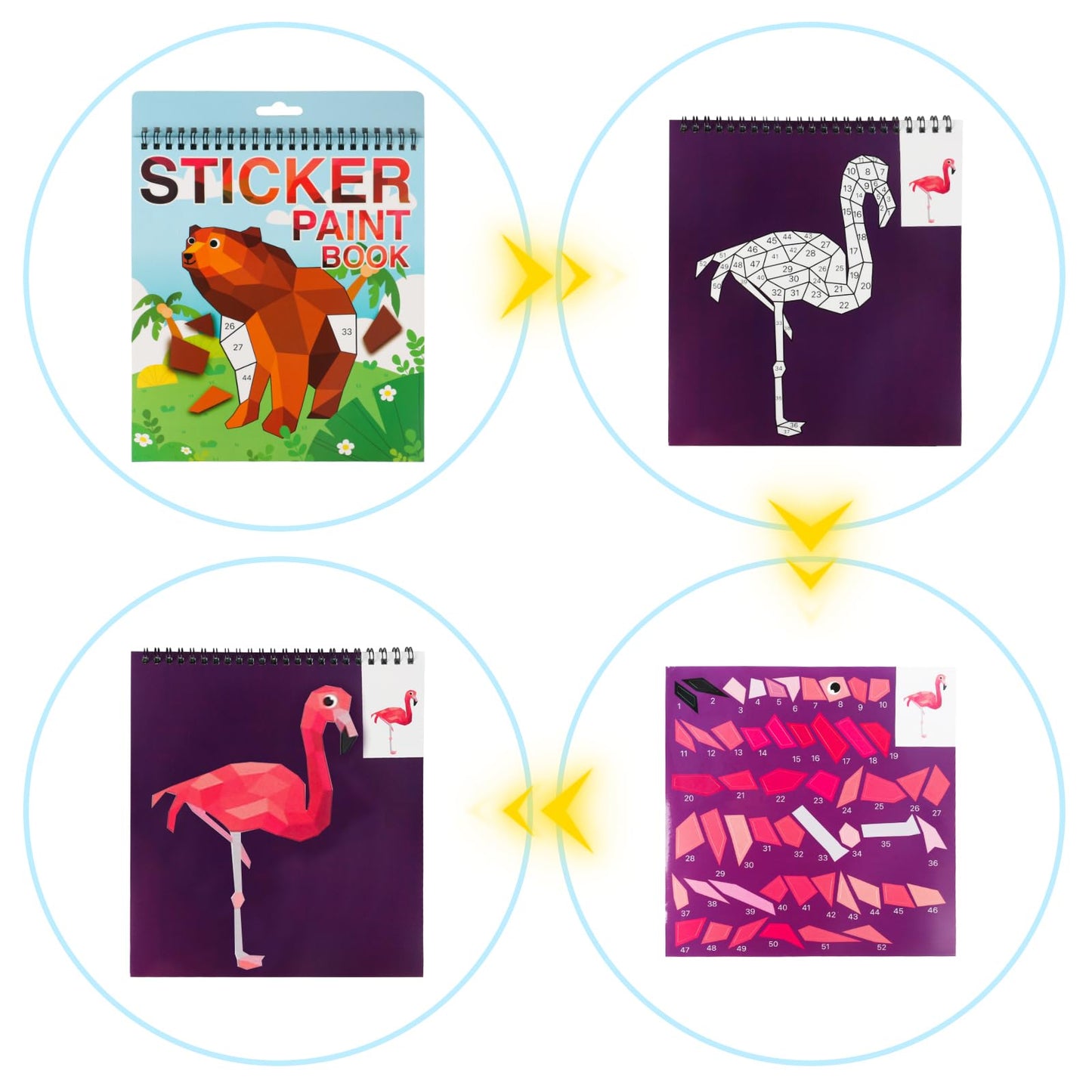 2 Pack Crafts For Kids Ages 4-8 Sticker Paint Books, Sticker Books For Kids Ages 4-8 Boys And Girls Birthday Gifts Party Favor, Travel Activity Book Set For Learning (Dinosaur+Animal)