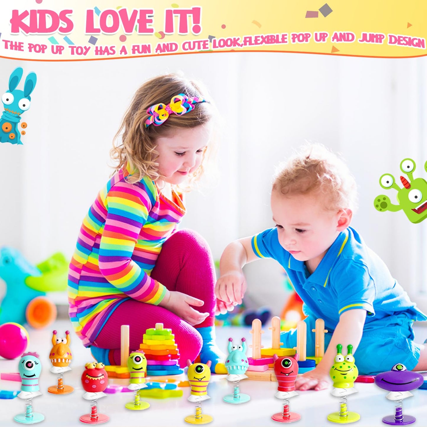 Eerrhhaq 30 Pcs Spring Launchers Toys,Big Eye Monster Jumping Popper Toy,Pop Up Bouncy Spring Toys For Kids,Pinata Toys,Goodie Bags,Classroom Prizes