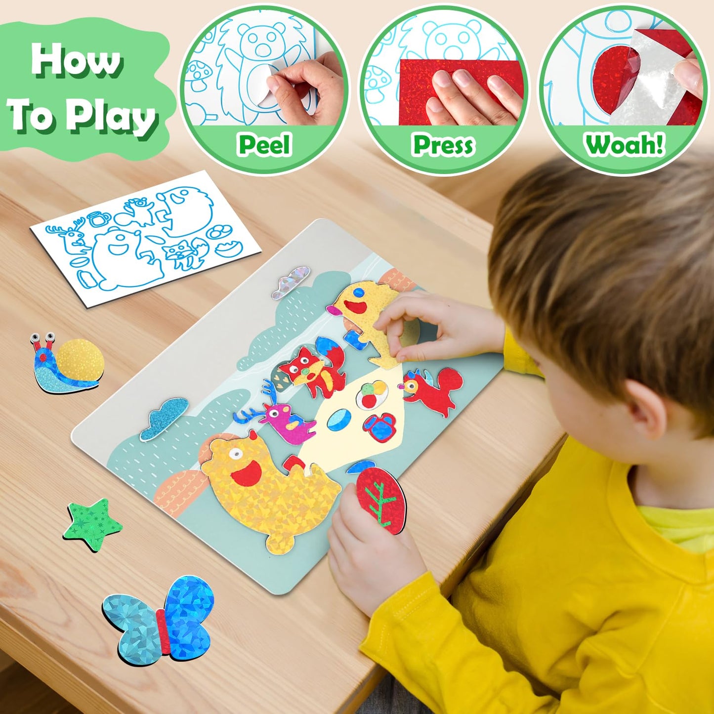 Zmlm Foil Art Kit For Kids - Arts Crafts Fun Mess Free Activity, Gifts For Ages 4 5 6 7 8 9 Girls Boys, Crafts For Kids Creative Birthday Easter Valentines Gifts Toys (Dinosaur & Animal)