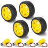4 Sets TT Motor with Leads, DC Motor DC 3-6V Gearbox Motor Dual Shaft 200RPM Ratio 1:48 Motor with Tire Wheel Kit for Arduino DI