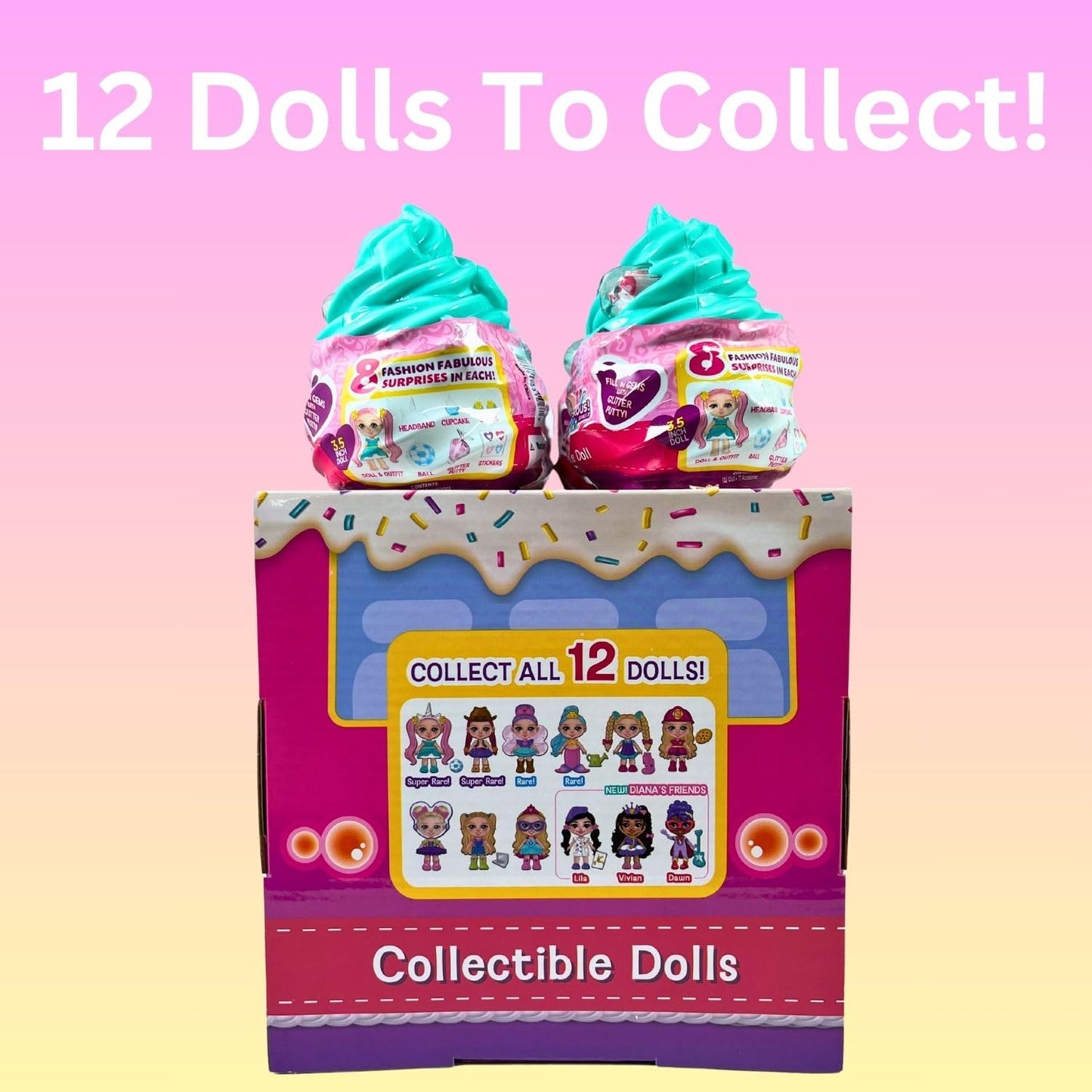 Love, Diana, Fashion Fabulous Series 2 Collectible 3.5 Inch Dolls With 2 Gosutoys Stickers - Adorable Mint Ice Cream Cones - Sur
