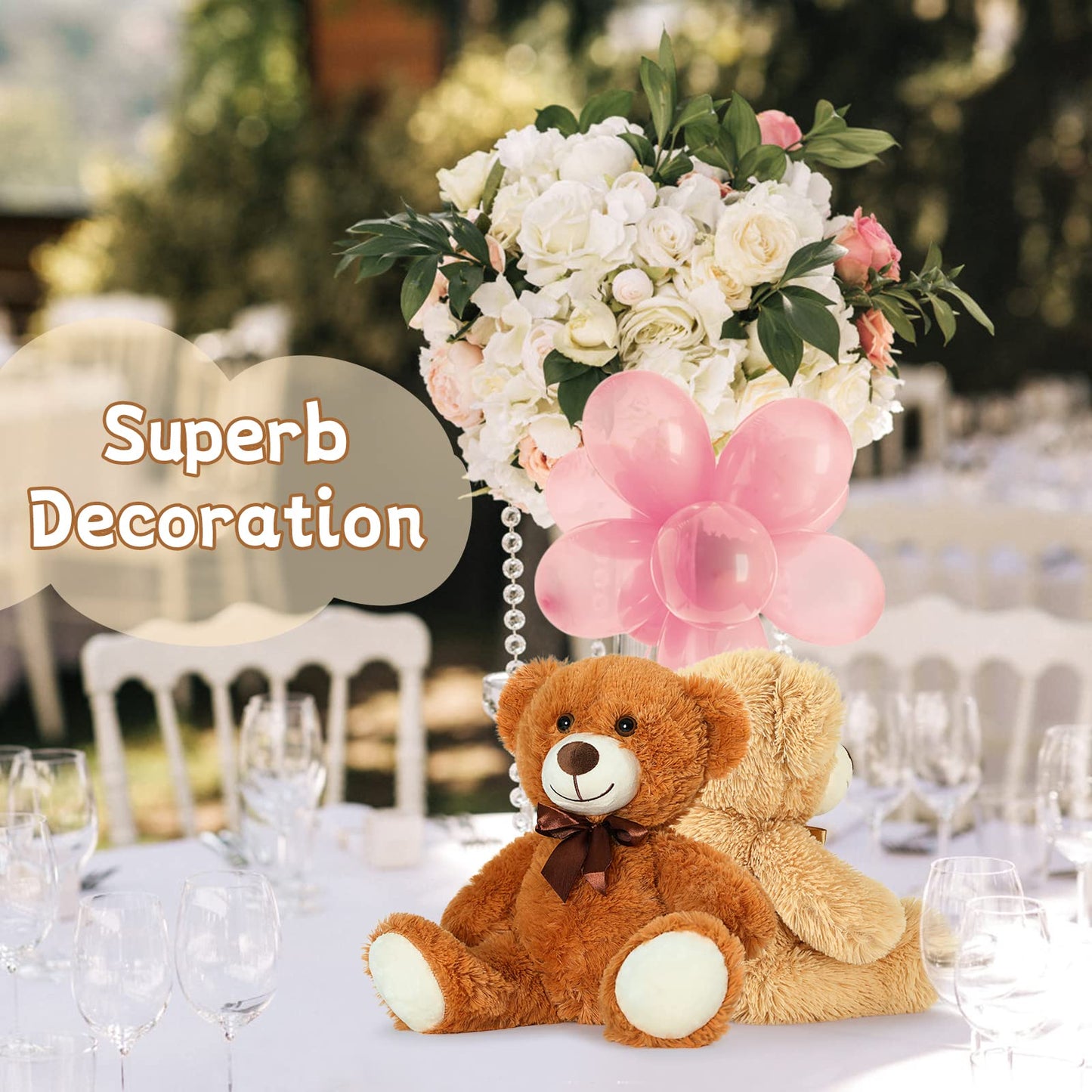 Morismos 8 Packs Bulk Teddy Bears Stuffed Animal, Small Teddy Bear Bulk Plush, Stuffed Bears Bundle For Girls Centerpiece Baby Shower, 13.5'