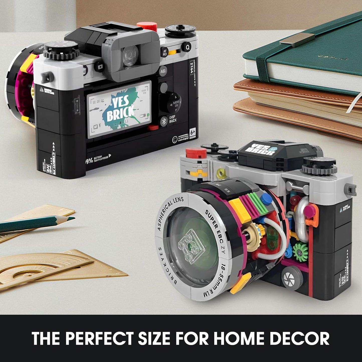 Vziimo Retro Camera Mini Building Set For Adults, Black Classic Vintage Camera Model, Creative Gifts Toys For Boys Girls 8-12 (556 Pcs)