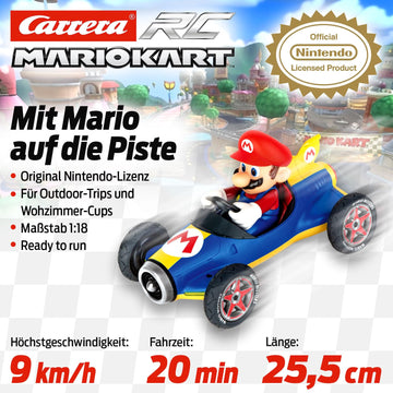 Carrera 181066 RC Official Licensed Kart Mach 8 Mario 1: 18 Scale 2.4 Ghz Remote Radio Control Car with Rechargeable Lifepo4 Bat