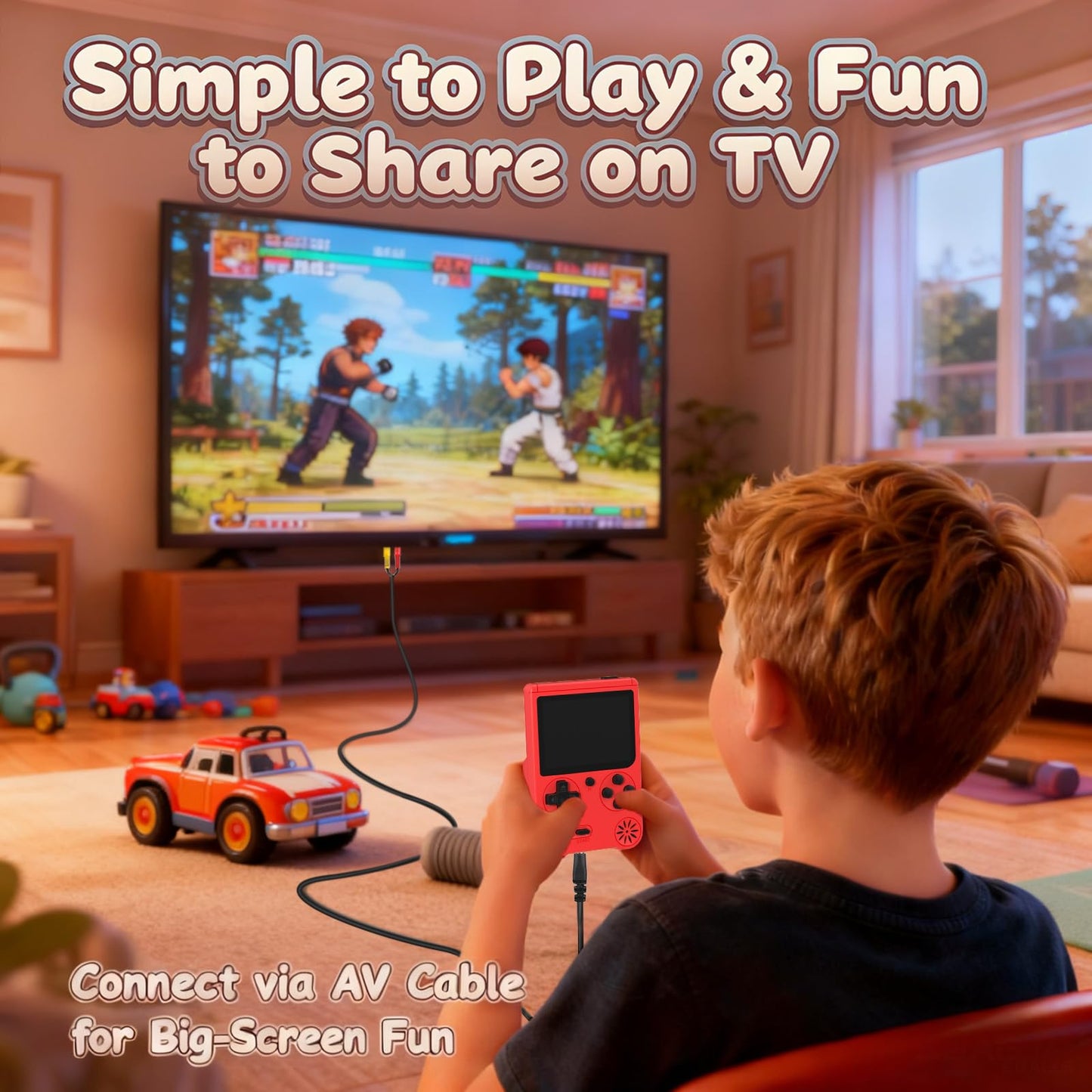 500-in-1 Classic Game Console, Single Player Handheld Gaming System with 3.0-inch Display, Rechargeable Battery and TV Connectio