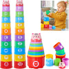 Wanonoo Stacking Cups Baby Toy Set, Stacking Toys For Toddlers 1-3 Stackable Blocks Nesting Game Montessori Developmental Toys B