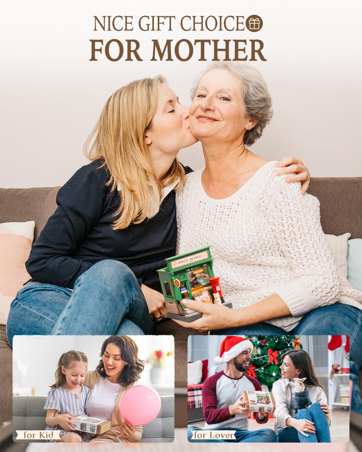 Rolife Diy Mini Building House Miniature Kit-Century Post Office, Miniature Lifestyle Mini Bookshelf Decoration, Diy Hobbies/Gif