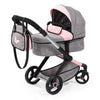 Bayer Design Dolls: Pram Xeo: Butterfly Grey & Pink - Matching Handbag, Adjustable Handle, For Dolls Up To 20'', Ages 3+