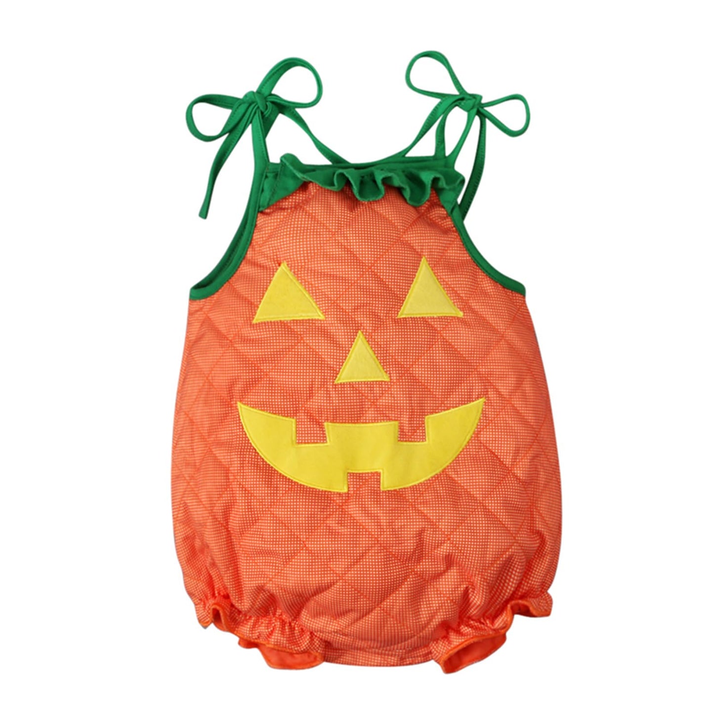 Beqeuewll Baby Boy Girl Halloween Costumes Pumpkin Outfits Sleeveless Bubble Romper Strap Bodysuit Toddler Cosplay Clothes(Strap