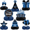 Pajean 8 Pieces Blue and Black Birthday Party Honeycomb Centerpieces Blue Black Table Centerpieces Decorations Table Centerpiece