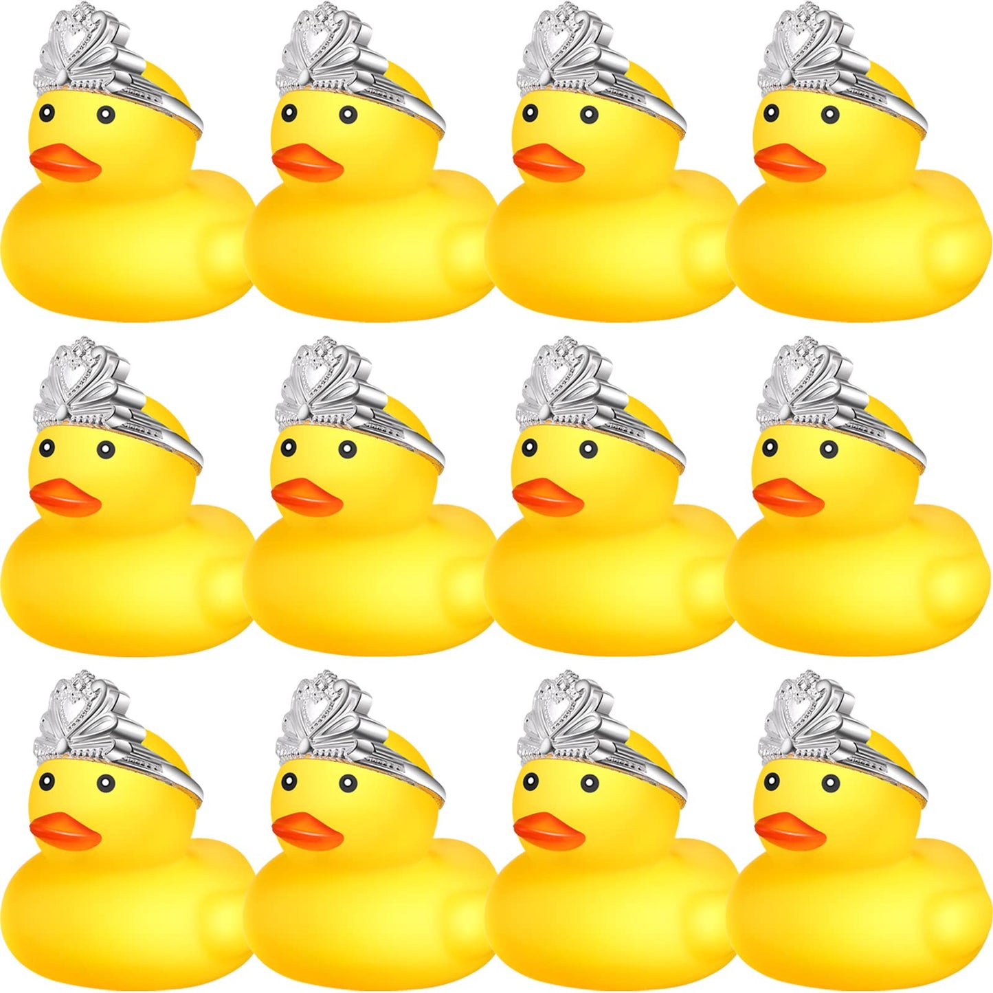 Chivao 12 Pcs Rubber Ducks With 12 Sunglasses/ Hats/ Headwear/ Scarf Small Cruise Ducks In Bulk Mini Rubber Duckies Bathtub Toys For Valentine'S Day Gift Hide(Yellow, Duck With Crown)