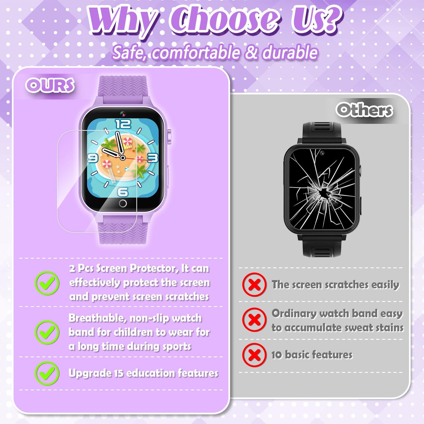 Smart Watch For Kids Girls Age 3-12 With 26 Puzzle Games Hd Video Camera Touchscreen Music Player Learning Cards Storybook Pedom
