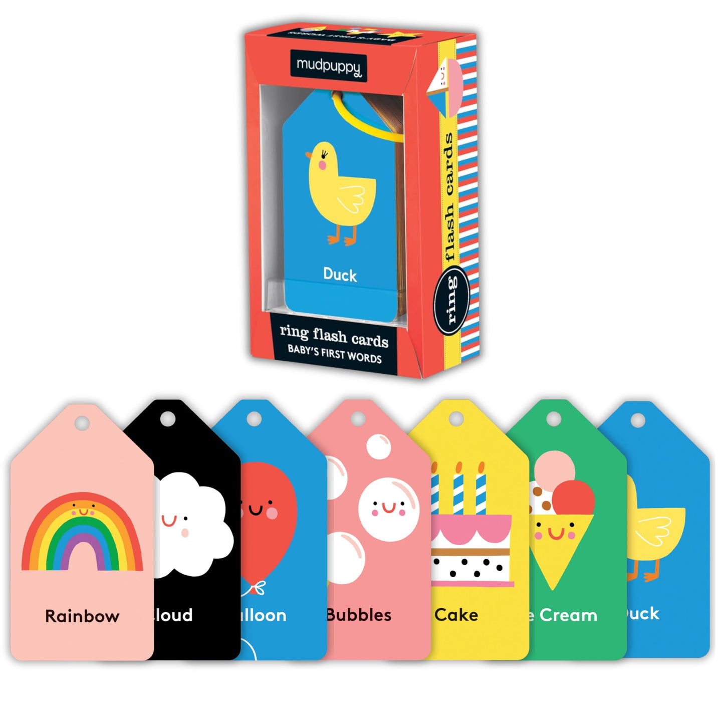 Mudpuppy Baby'S First Words - Ring Flashcards 26 Durable Double Sided Word Cards And Reclosable Ring With Colorful Art For Babie