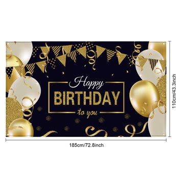 Blulu Happy Birthday Backdrop Banner Extra Large Birthday Sign Poster for Men Women Anniversary Party Photo Booth Backdrop Backg