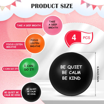 Ceenna 4 Pcs Motivational Stress Balls For Adults 2.5 Inch Stress Relief Balls With Inspirational Quotes For Encouraging Motivat